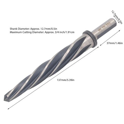 Construction Reamer 6542 and M2 High Speed Steel, 3/4 Inch Round Shank 5 Flutes Spiral Maintenance Reamer, Taper Bridge Reamer Bit for Metal Plastic Alloy Aluminum with in Kuwait