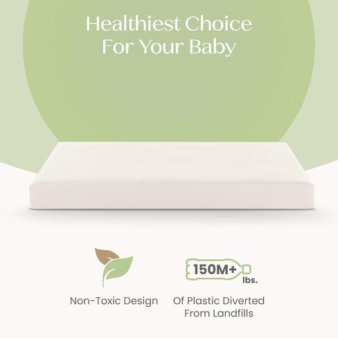 Delta Children CleanEarth Certified Organic Crib and Toddler Mattress – GOTS Certified, Non-Toxic Breathable Baby Mattress - Regulates Temperature, 10-Year Warranty in Kuwait