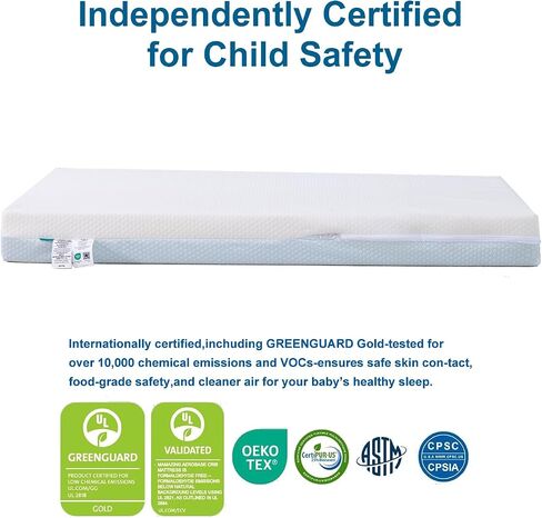 Mini Crib Mattress 38" L x 24" W, Dual-Sided Premium Foam Mattress with Removable and Washable Cover, Breathable Sleep Surface, Fits Mini Size & Portable Crib in Kuwait