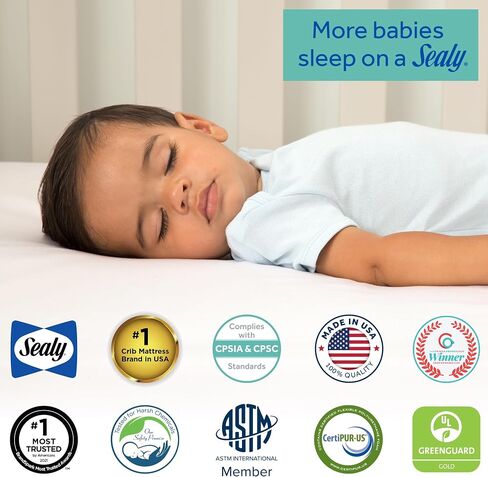 Sealy Baby 2 Stage Infant Crib Mattress Plus Toddler Bed Fit, Breathable, Cooling Foam Cotton Cover, Dual Firmness & Ultra-Lightweight, OptiCool in Kuwait