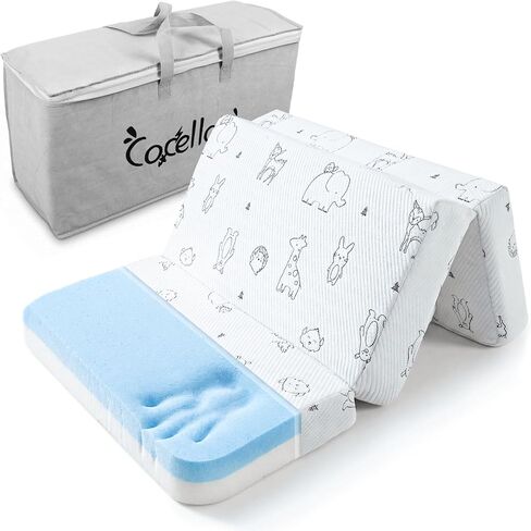 Pack and Play Mattress Pad,38x26 Dual-Sided Soft&Firm Memory Foam | Foldable,Portable,Breathable Animal Jacquard Cover,Travel Bag,Pack N Play Mattresses in Kuwait
