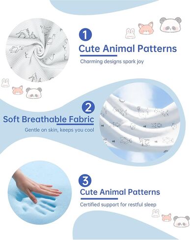 Pack and Play Mattress Pad,38x26 Dual-Sided Soft&Firm Memory Foam | Foldable,Portable,Breathable Animal Jacquard Cover,Travel Bag,Pack N Play Mattresses in Kuwait