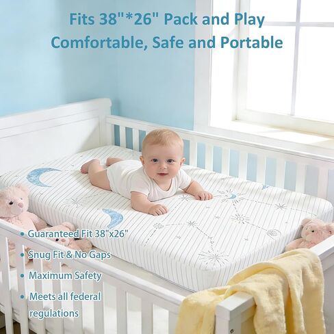 PanKers Pack and Play Mattress 38"x26", Dual Sided Pack N Play Mattresses for Baby Toddler, Premium Memory Foam Mattress for Pack N Play with Breathable Washable Cover in Kuwait