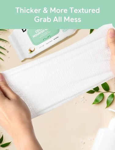 Babycozy Wet Wipes Plus Lotion, Cleansing & Moisturizing 2-in-1 for Sensitive Skin, 100% Plant Fiber & Biodegradable, Hypoallergenic Coconut Baby Wipes Moisturize Every Cleanse, 240 count (6 pack) in Kuwait