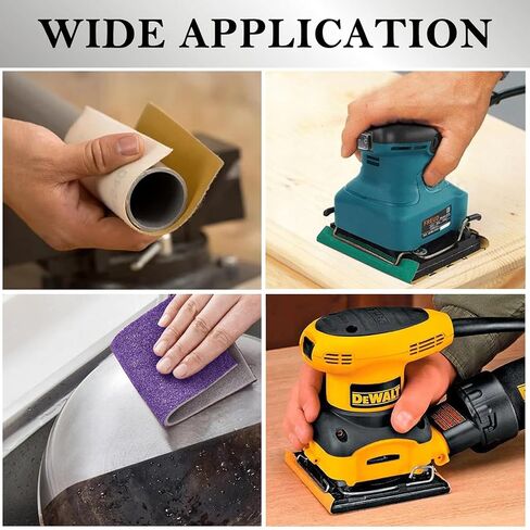64 Pcs 1/4 Sheet Sandpaper, 60/80/120/150/180/240/320/400 Grit Sand Paper Assortment Pack for Wood Metal Automotive, 5.5" x 4.5" Premium Sandpaper Sheets for Drywall & Palm Sanders in Saudi Arabia
