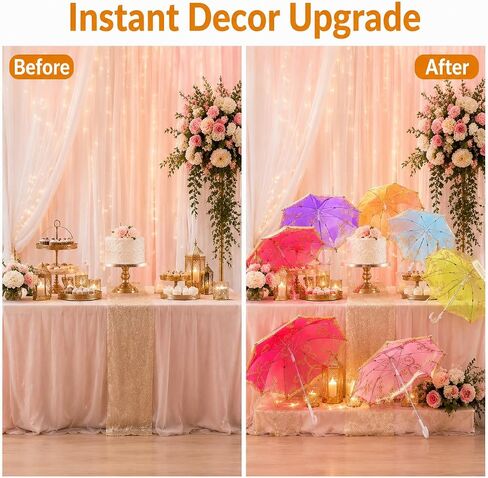 DJMUMU 8 Pcs 16 Inch Large Indian Decorative Umbrellas for Weddings, 20-Inch Lace Parasol Umbrella Handmade Embroidered Multicolored Boho Umbrellas for Party Decor, Mehndi Haldi & Garden in Kuwait