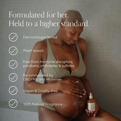 Belly Oil for Pregnancy, Dermatologically & Clinically Tested for Stretch Marks, Improves Hydration & Elasticity, Natural & Organic + Jojoba, Sweet Almond Oil & Vitamin E, 4.9 fl.oz in Kuwait