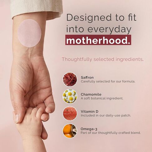 Calm Patches for Women – Calming Patches for Moms, Wellness Patch for Everyday Calm & Relaxation, Easy to Apply, Natural Patch, Vegan with Saffron & Vitamins, Sustained Release – Mamacalm (30 Patches) in Kuwait