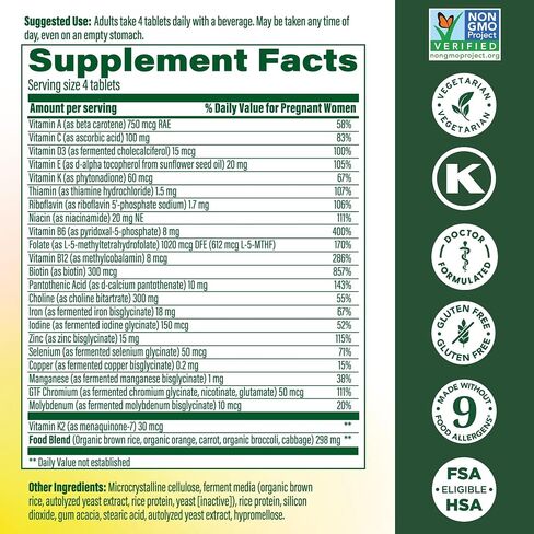 MegaFood Baby & Me 2 Prenatal Multi Minis - Prenatal Vitamins for Women with Choline & Methyl Folate - Gluten-Free, Vegetarian, Pre Natal Multivitamin for Women – 120 Minis Tablets, 30 Servings | Prenatal Vitamins for Women with Methylfolate, Choline, Iro in Kuwait