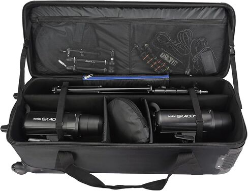 MagicLine 39.4" Heavy Duty Photo Studio Trolley Case with Side Pocket | 100x37x33cm, 39.4"x14.6"x13" rolling camera case. Carrying bag with wheels for light stands, tripods, flashes and telescopes in Kuwait