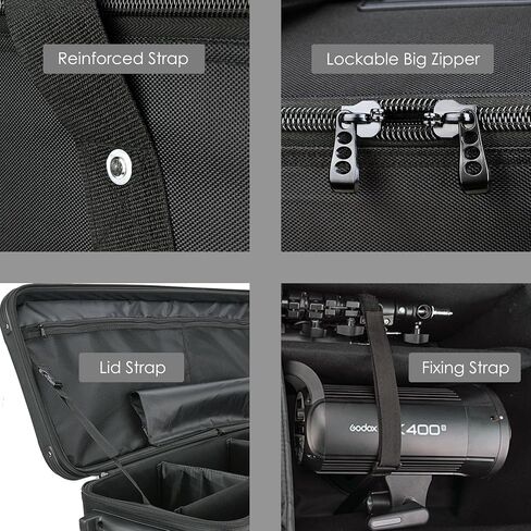 MagicLine 39.4" Heavy Duty Photo Studio Trolley Case with Side Pocket | 100x37x33cm, 39.4"x14.6"x13" rolling camera case. Carrying bag with wheels for light stands, tripods, flashes and telescopes in Kuwait