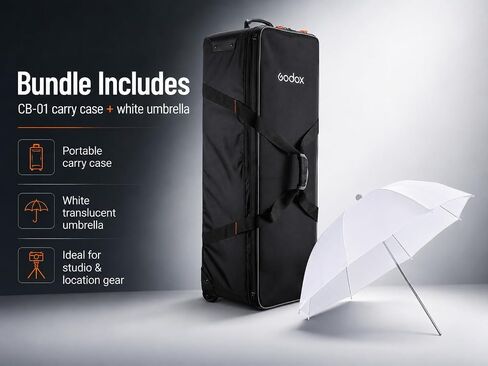 Godox CB-01 CB01 Carrying Bag 44.9" Studio Lighting Case and UB-008 40" 101cm Translucent White Soft Umbrella Kit for Photography Flash Strobe, Light Stand, Tripod, Padded Bag in Kuwait