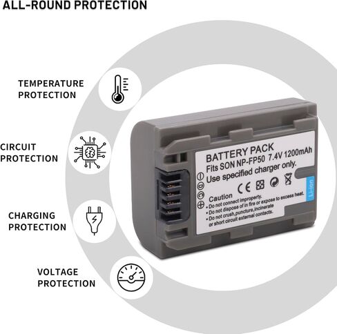 2-Pack NP-FP50 Battery with Dual Charger for Sony NP-FP30 NP-FP60 NP-FP70 | DCR-DVD103 DCR-DVD105 DCR-DVD202 DCR-HC16 DCR-HC18 DCR-HC19 DCR-HC20 DCR-HC21 DCR-HC22 HandyCams in Kuwait