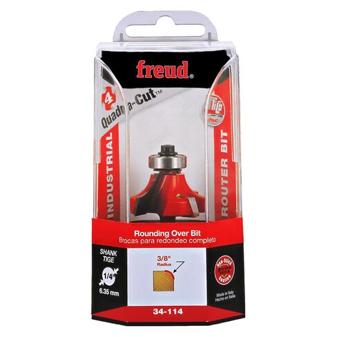 Freud Quadra-Cut Radius Rounding Over Bit with Perma-Shield Coating for Flawless Finish - 4 Cutters, 1/4" Shank Dia., 3/8" Radius, 2-3/16" Length - 34-114 in Kuwait