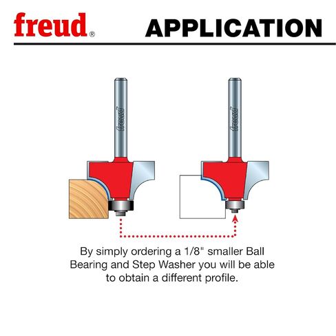 Freud Quadra-Cut Radius Rounding Over Bit with Perma-Shield Coating for Flawless Finish - 4 Cutters, 1/4" Shank Dia., 3/8" Radius, 2-3/16" Length - 34-114 in Kuwait
