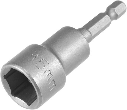 15mm Magnetic Socket, 1/4" Hex Socket Bits for Power Drills, Nut Driver and Impact Socket Adapter, 65mm Length in Kuwait