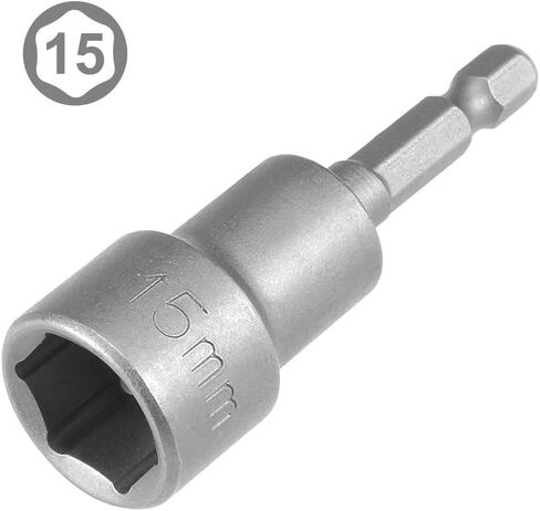 15mm Magnetic Socket, 1/4" Hex Socket Bits for Power Drills, Nut Driver and Impact Socket Adapter, 65mm Length in Kuwait