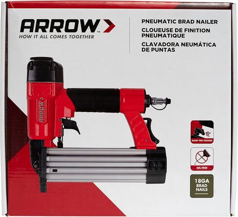 Arrow PT18G Gauge Oil-Free Pneumatic Brad Nailer - Small Light Trim and Interior Molding Work, Operates Up to 100psi Compression Unit, Fits 5/8", 3/4", 1", 1.5", 2" Brad Nails in Saudi Arabia