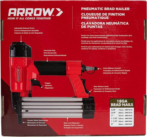 Arrow PT18G Gauge Oil-Free Pneumatic Brad Nailer - Small Light Trim and Interior Molding Work, Operates Up to 100psi Compression Unit, Fits 5/8", 3/4", 1", 1.5", 2" Brad Nails in Saudi Arabia