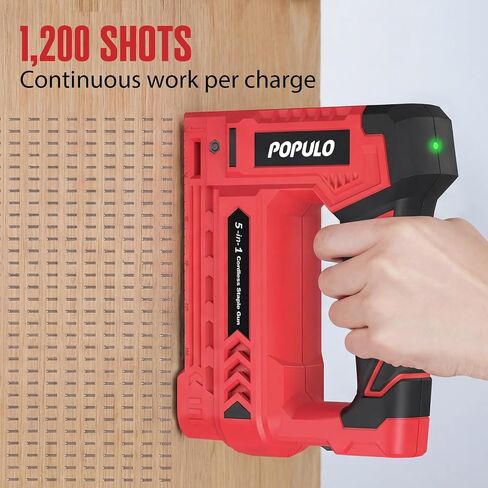 POPULO Electric Staple Gun 5 in 1 Band Nailer, 4V Rechargeable Cordless Stapler, Pin Nail Gun Battery Powered with 2,000 Staples and Nails, Power Wire Staple Gun for Home, Wood, Upholstery, DIY in Kuwait