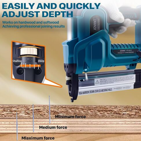 Brad Nailer Electric, 18 Gauge Brad Nail Gun, 2-in-1 Brad Nailer with 800pcs Nails&Staples, Nail Gun with 2×2.0Ah Batteries, for Woodworking, Home Improvement JOVANT in Kuwait