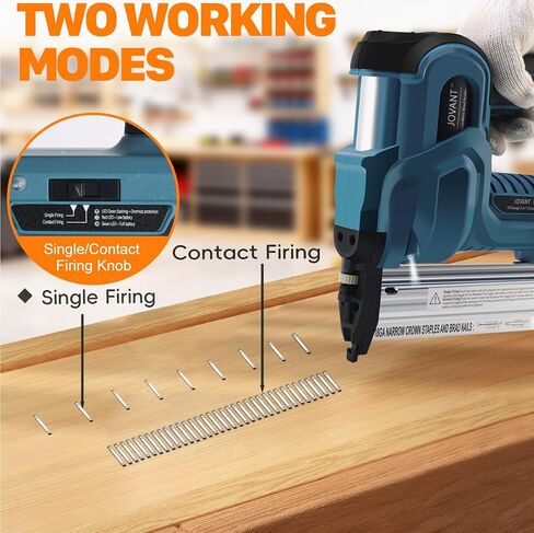 Brad Nailer Electric, 18 Gauge Brad Nail Gun, 2-in-1 Brad Nailer with 800pcs Nails&Staples, Nail Gun with 2×2.0Ah Batteries, for Woodworking, Home Improvement JOVANT in Kuwait