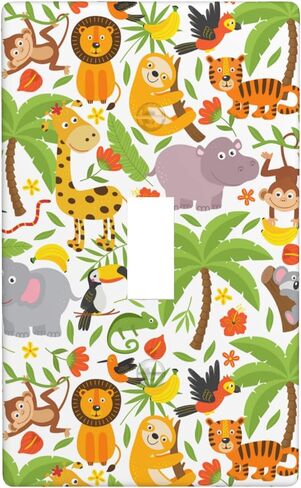 Jungle Animals Tiger Koala Giraffe Cute Light Switch Cover 1-Gang,Decorative Single Toggle Wall Plate Switch Wallplate Cover Faceplate For Kids Teens Boys Girls Room Decor,4.50" X 2.76"Inch in Kuwait