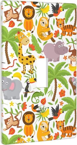 Jungle Animals Tiger Koala Giraffe Cute Light Switch Cover 1-Gang,Decorative Single Toggle Wall Plate Switch Wallplate Cover Faceplate For Kids Teens Boys Girls Room Decor,4.50" X 2.76"Inch in Kuwait