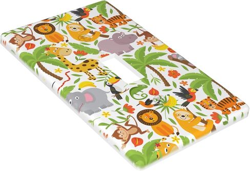 Jungle Animals Tiger Koala Giraffe Cute Light Switch Cover 1-Gang,Decorative Single Toggle Wall Plate Switch Wallplate Cover Faceplate For Kids Teens Boys Girls Room Decor,4.50" X 2.76"Inch in Kuwait