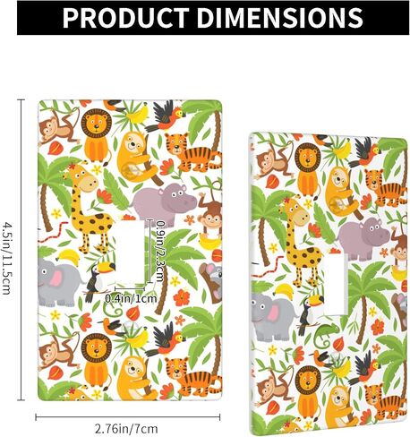 Jungle Animals Tiger Koala Giraffe Cute Light Switch Cover 1-Gang,Decorative Single Toggle Wall Plate Switch Wallplate Cover Faceplate For Kids Teens Boys Girls Room Decor,4.50" X 2.76"Inch in Kuwait