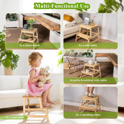 Toddler Tower,Kitchen Step Stool with CPC Certification,Sliding Anti-Fall Safety Bar,Solid Wood Kid Kitchen Stool for 18 Months to 3 Years Old(Natural) in Kuwait