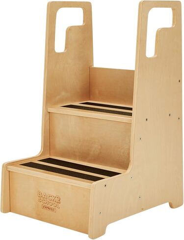 Back2School Express Wooden Step Stool with Handles for Kids | GREENGUARD Gold Certified | 2-Step Toddler Stool | Natural Birch in Kuwait