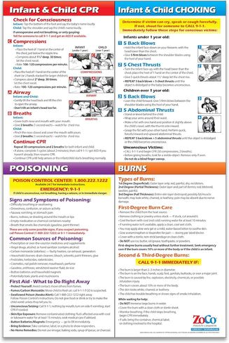 Safety Magnets ZOCO - Infant & Child First Aid Poster - Updated CPR & Choking Guidelines - Laminated 12x18 - CPR Choking Poison & Burn Chart - Home Daycare Essentials in Kuwait