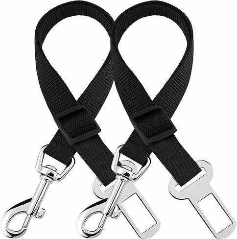 2 Pack Cat Dog Safety Seat Belt- Dog Adjustable Belt Ideal for Any Journey | Seat Belt for Dog Harness with Anti-Rust Hook & 360° Swivel snap That Allows pet Move Comfortably. in Kuwait
