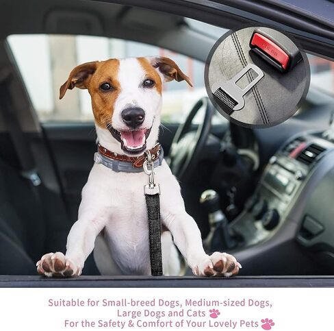2 Pack Cat Dog Safety Seat Belt- Dog Adjustable Belt Ideal for Any Journey | Seat Belt for Dog Harness with Anti-Rust Hook & 360° Swivel snap That Allows pet Move Comfortably. in Kuwait