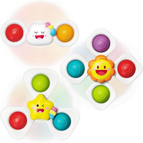 SpringFlower Baby Toys 0-6-12-18 Months,Suction Cup Spinner Toys,Baby Bath Toys for Boy&Girl, Sensory Toys &Travel Table Toy for Toddlers, Birthday Gifts for 1 2 3 Year Old Toddler in Kuwait