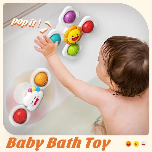 SpringFlower Baby Toys 0-6-12-18 Months,Suction Cup Spinner Toys,Baby Bath Toys for Boy&Girl, Sensory Toys &Travel Table Toy for Toddlers, Birthday Gifts for 1 2 3 Year Old Toddler in Kuwait