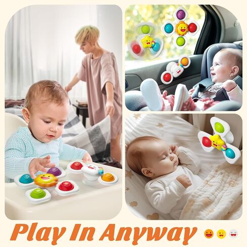 SpringFlower Baby Toys 0-6-12-18 Months,Suction Cup Spinner Toys,Baby Bath Toys for Boy&Girl, Sensory Toys &Travel Table Toy for Toddlers, Birthday Gifts for 1 2 3 Year Old Toddler in Kuwait