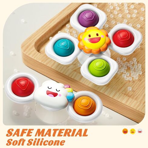 SpringFlower Baby Toys 0-6-12-18 Months,Suction Cup Spinner Toys,Baby Bath Toys for Boy&Girl, Sensory Toys &Travel Table Toy for Toddlers, Birthday Gifts for 1 2 3 Year Old Toddler in Kuwait