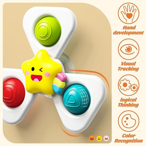 SpringFlower Baby Toys 0-6-12-18 Months,Suction Cup Spinner Toys,Baby Bath Toys for Boy&Girl, Sensory Toys &Travel Table Toy for Toddlers, Birthday Gifts for 1 2 3 Year Old Toddler in Kuwait