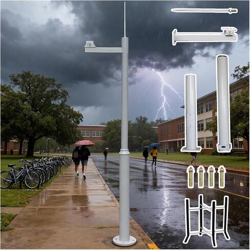 This Adjustable Weatherproof Security Camera Pole - 11.5ft Surveillance Stand with Removable Sections, Ground Cage & Installation Screws for Easy Setup in Kuwait
