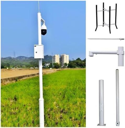 This Adjustable 10-20 FT Outdoor Security Camera Pole, 3-Section Segmented Stand with Screws & Ground Cage, Compatible with PTZ/CCTV Cameras for Enhanced Surveillance in Kuwait