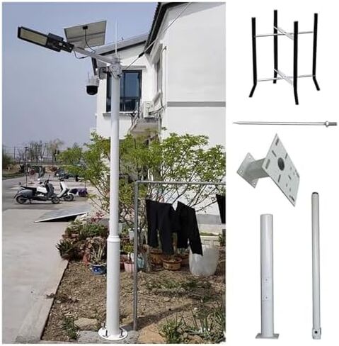 This Adjustable 10-20 FT Outdoor Security Camera Pole, 3-Section Segmented Stand with Screws & Ground Cage, Compatible with PTZ/CCTV Cameras for Enhanced Surveillance in Kuwait