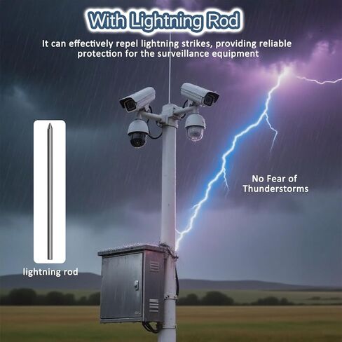 This Industrial Surveillance Camera Pole - Security Camera Post with Twin Support Arm for Roadside Monitoring in Kuwait