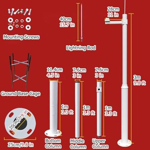 This Adjustable 9.8ft Outdoor Security Camera Pole - Weatherproof Rustproof Metal Stand for CCTV Installation - Durable Surveillance Holder, White Finish in Kuwait