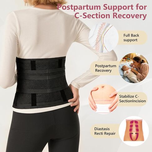 MORECOO Postpartum Belly Band Wrap C-Section Recovery Belt Binder Black | Premium postpartum belly band, breathable & stretchy, provides firm support for postpartum recovery and waist shaping in Kuwait