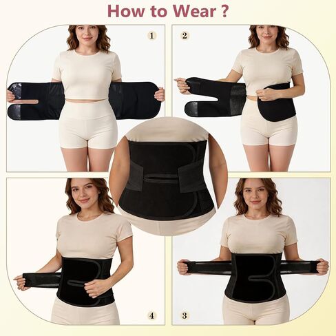 MORECOO Postpartum Belly Band Wrap C-Section Recovery Belt Binder Black | Premium postpartum belly band, breathable & stretchy, provides firm support for postpartum recovery and waist shaping in Kuwait