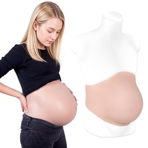 Realistic Silicone Pregnant Fake Artificial Pregnancy Belly Tummy for Actor Film Props Beer Belly Cosplay Maternity (L size 8-10 Months,Beige) in Saudi Arabia