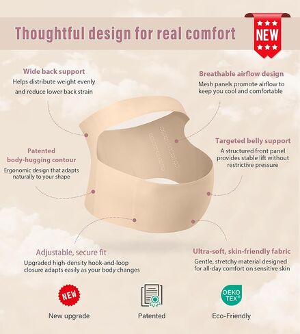 Mama Land "EasySupport" One Piece Pregnancy Belly Band, Women Maternity Support Belt, Back, AB & Pelvic Pain Relief, Adjustable Trimester Girdle, Cozy Pregnant Brace Essential Underwear (Beige,2XL) in Kuwait