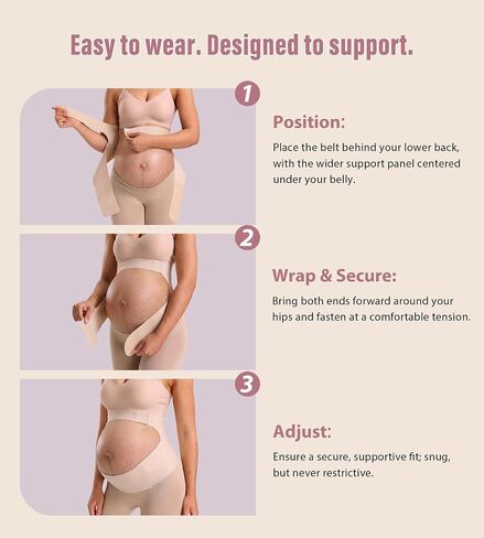 Mama Land "EasySupport" One Piece Pregnancy Belly Band, Women Maternity Support Belt, Back, AB & Pelvic Pain Relief, Adjustable Trimester Girdle, Cozy Pregnant Brace Essential Underwear (Beige,2XL) in Kuwait